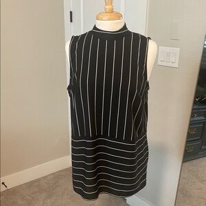Black and White Striped Sleeveless Shirt
